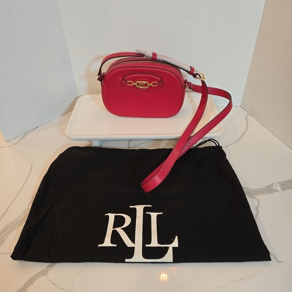 Lauren Ralph Lauren Jordann Red Leather Mini Crossbody Bag - Picture 2 of 10